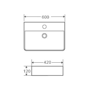 Раковина накладная Azario 60х42х12 фаянс (AZ2173)